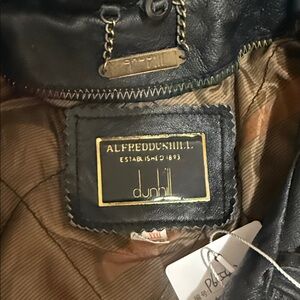 Dunhill Black Leather Blazer with Gold Label